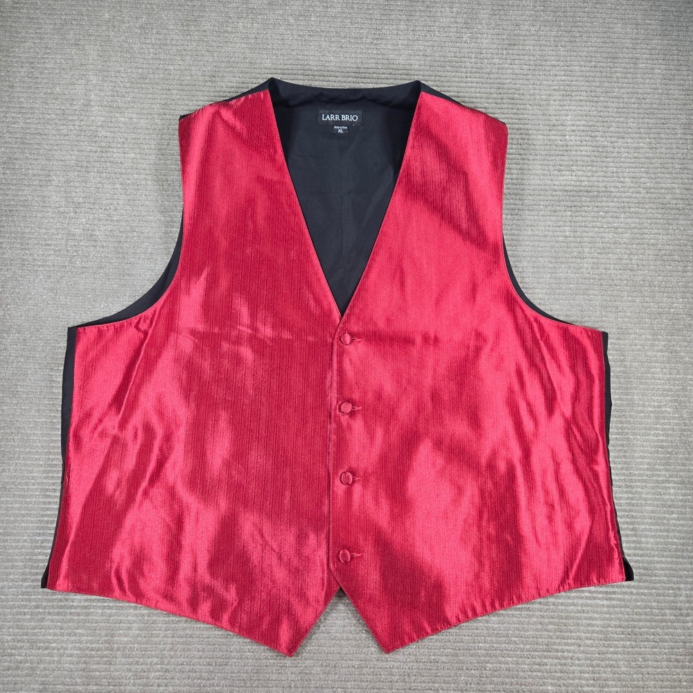 Larr Brio Mens XL Red Textured 4-Button Adjustable Back Formal Suit Vest
